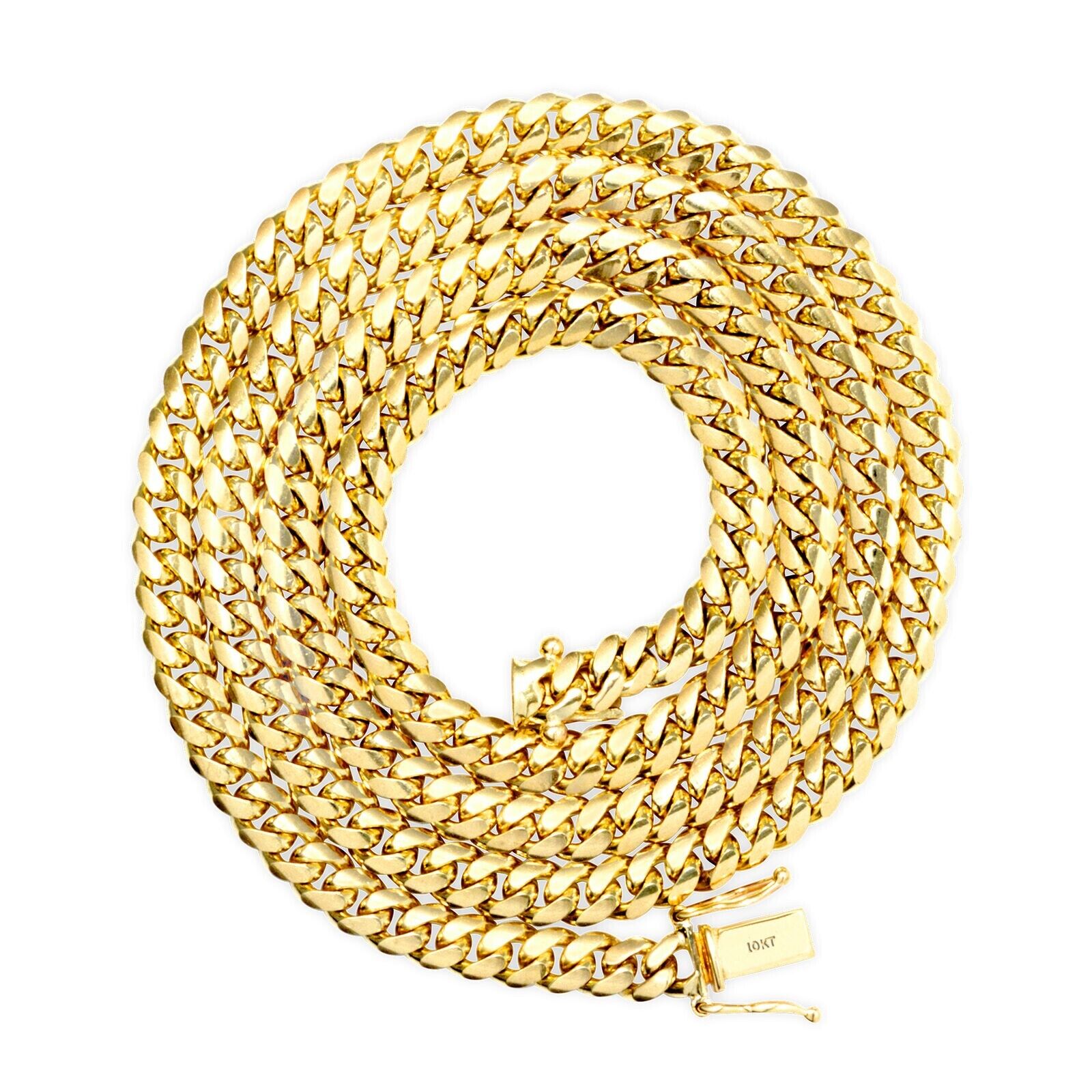 10kt Yellow Gold Miami Cuban Link Chain 10k Necklace 18 Inch 10mm Real Choker - GoldenlinQ